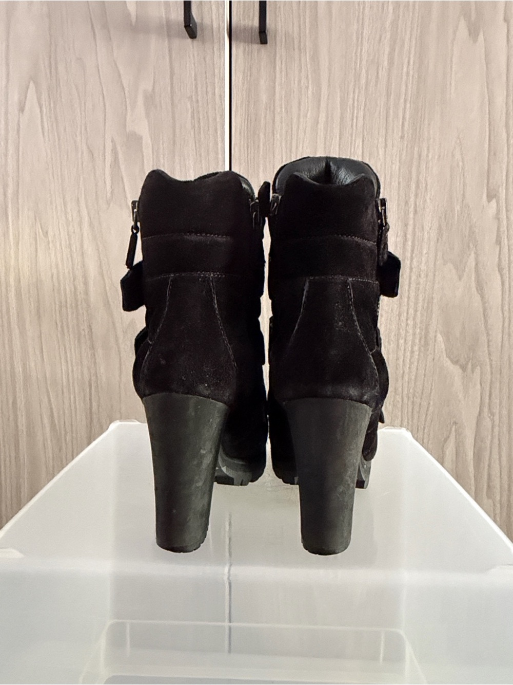 Prada Black Suede Triple-Strap Combat Ankle Boots - Women's - Picture 4 of 8
